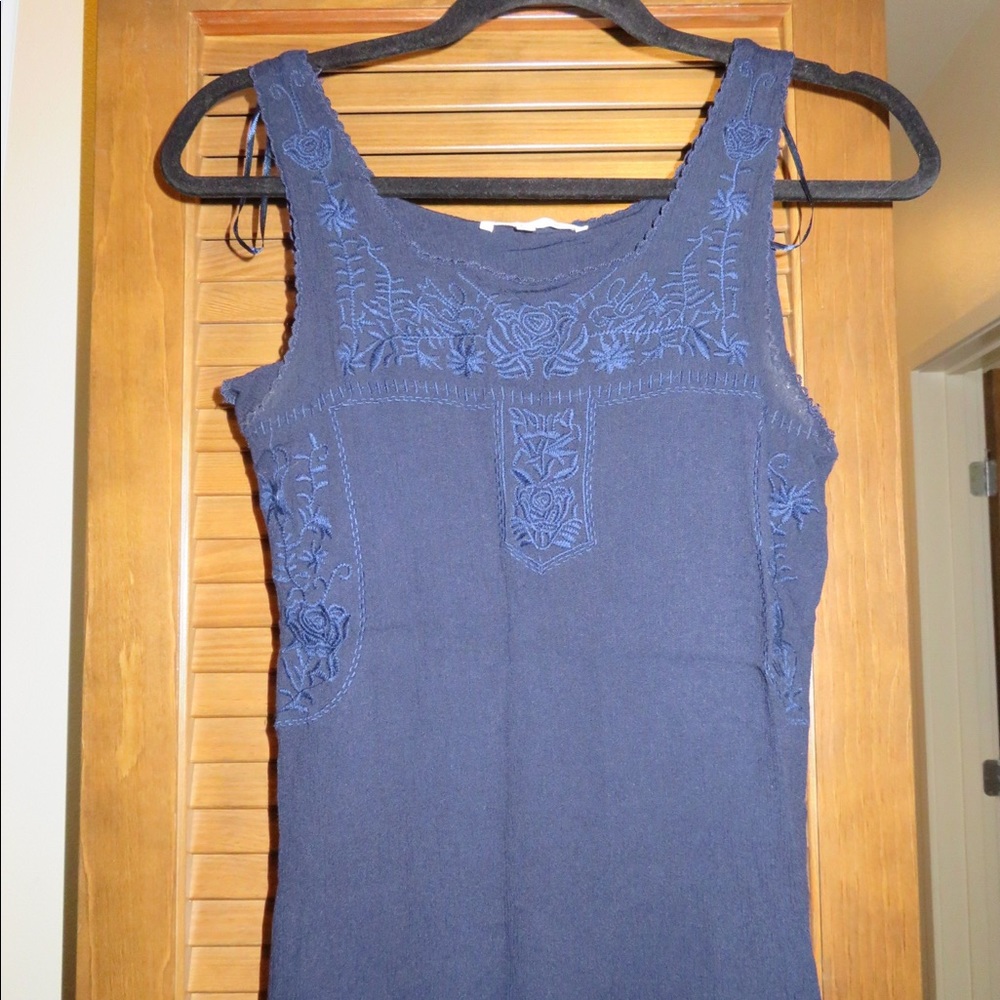 Navy Tank Top with embroidery